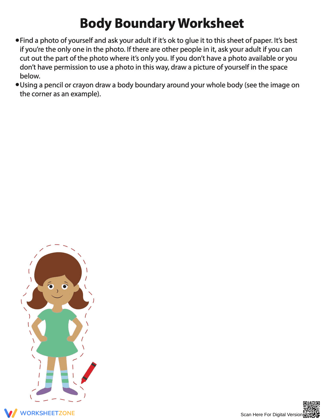 Body Boundary Awareness Worksheet - Page 1