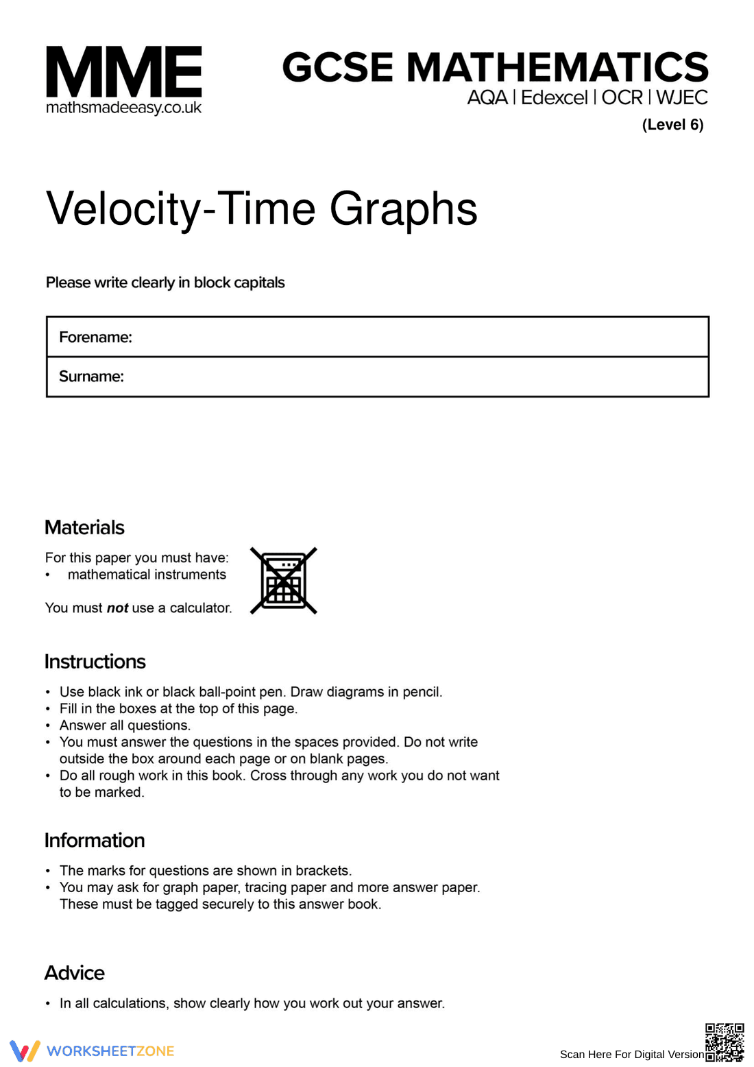 Interpreting Velocity-Time Graph - Page 1