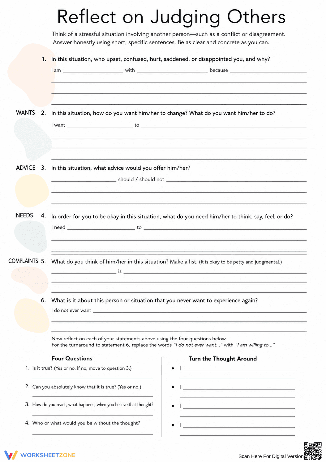Grade 9-12 Conflict Reflection — Printable No-Prep Worksheet - Page 1