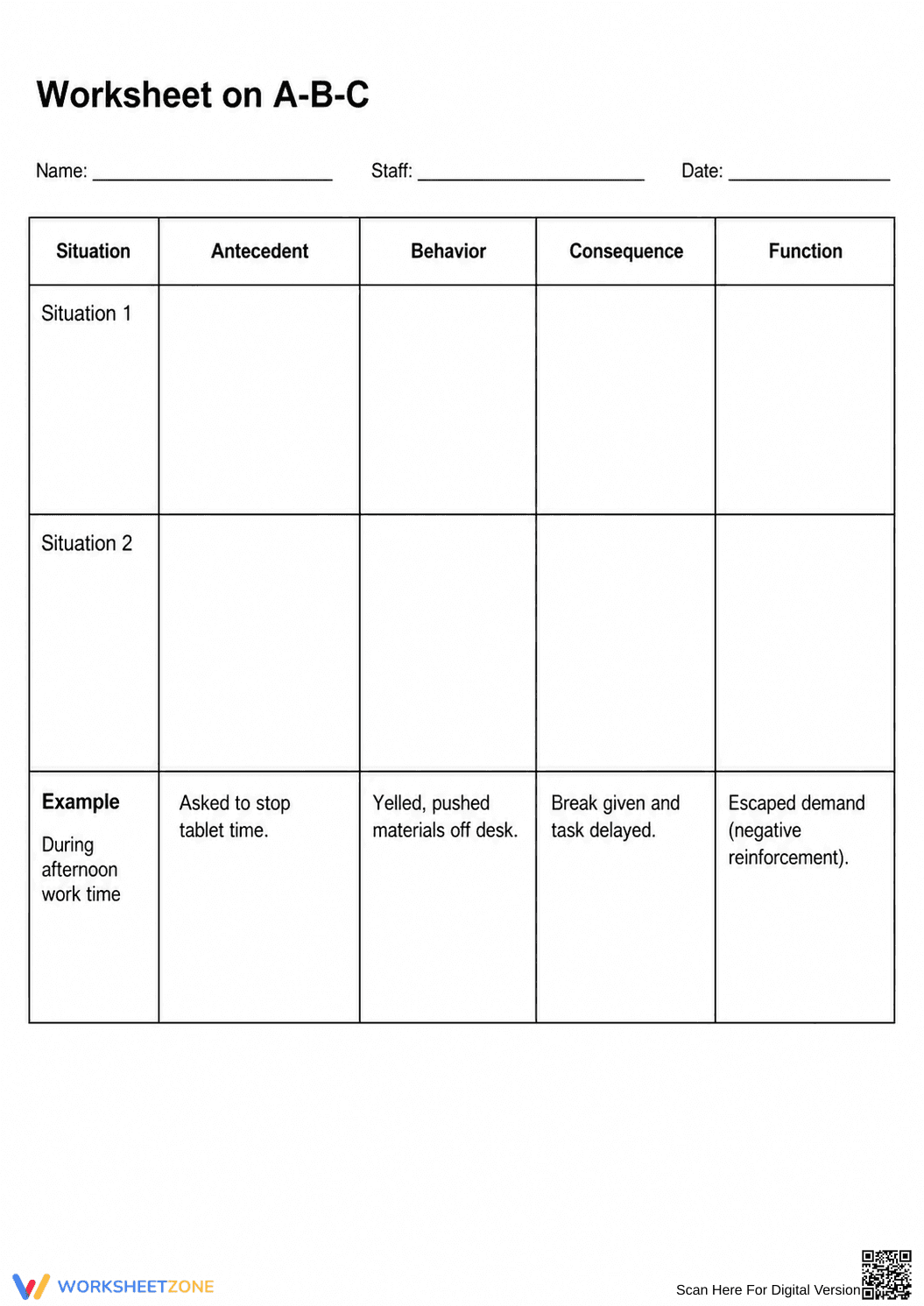 Essential ABC Behavior Analysis Worksheet | Grade 12+ - Page 1