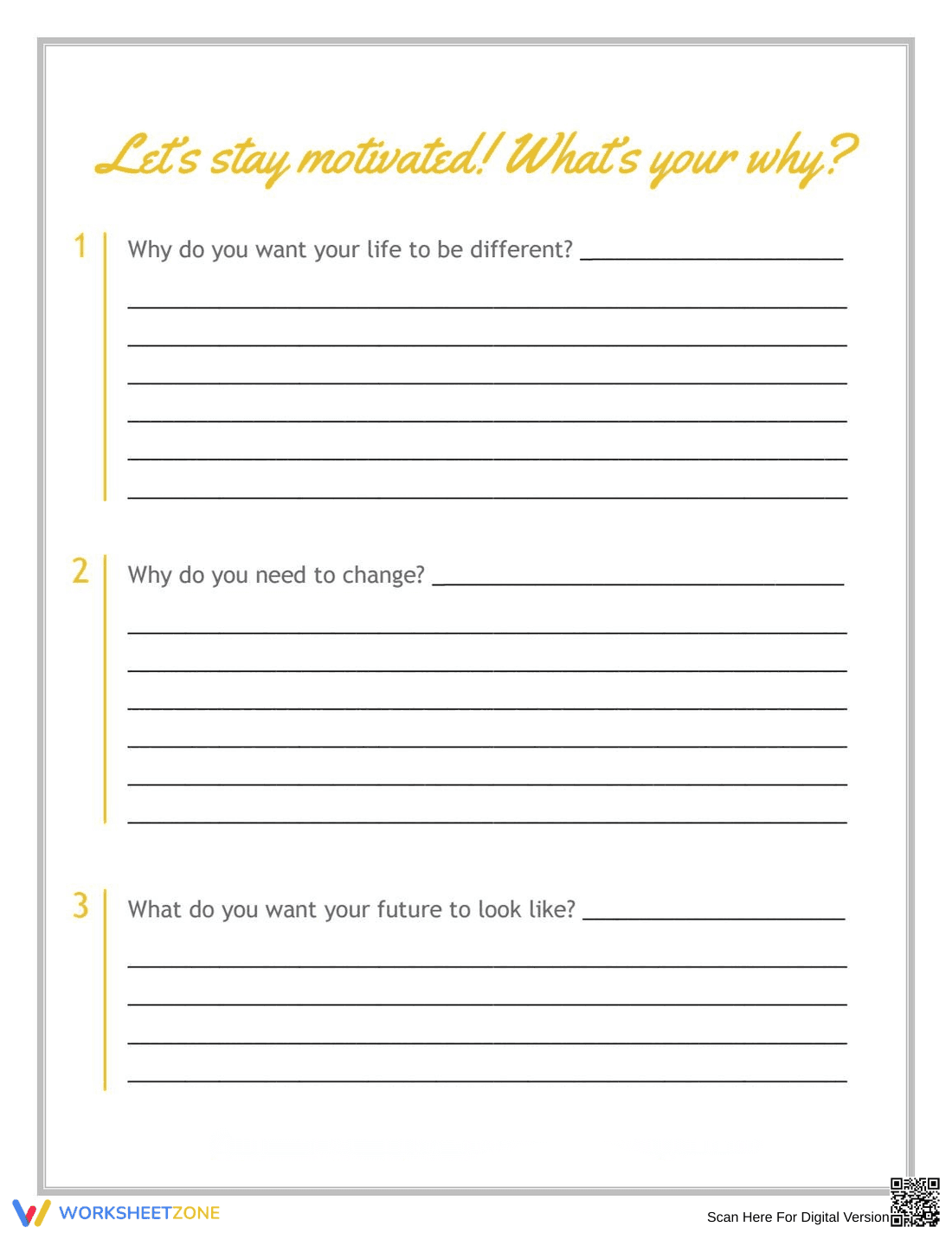 Stay Motivated: Find Your 'Why' Worksheet - Page 1