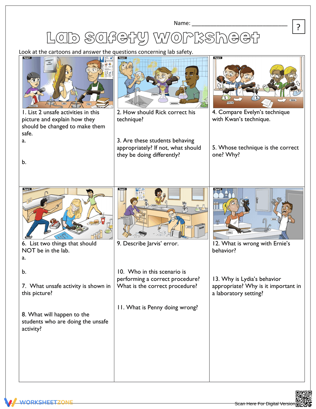 Lab Safety Worksheet: Essential Rules - Page 1