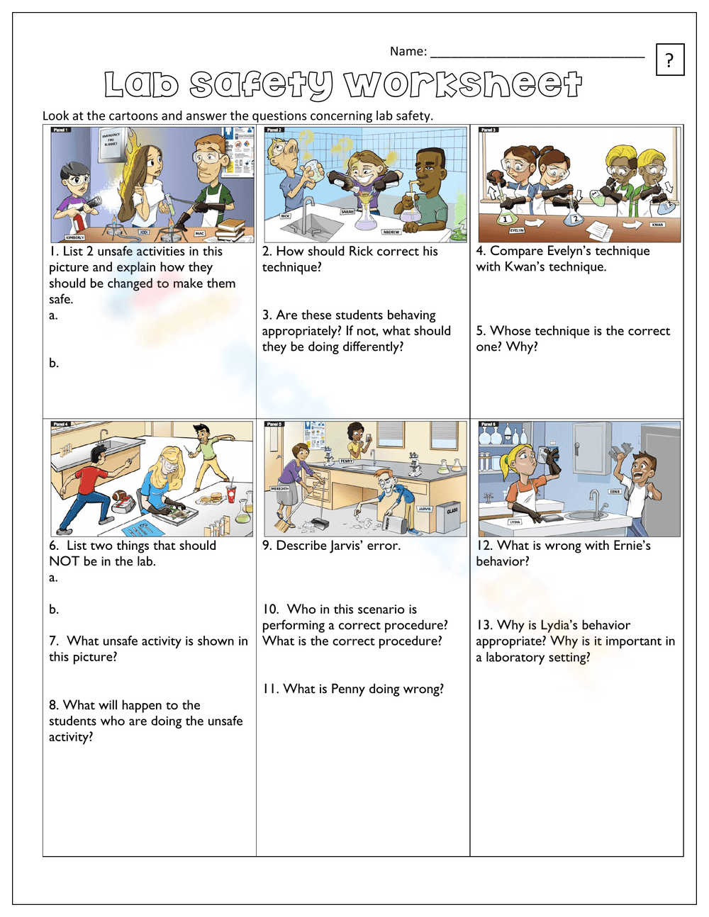 Lab Safety Worksheet: Essential Rules - Page 1