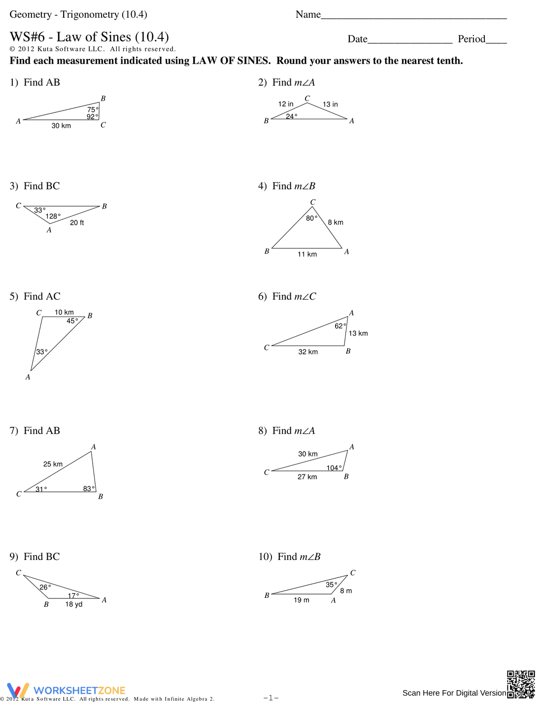 Applying the Law of Sines - Page 1