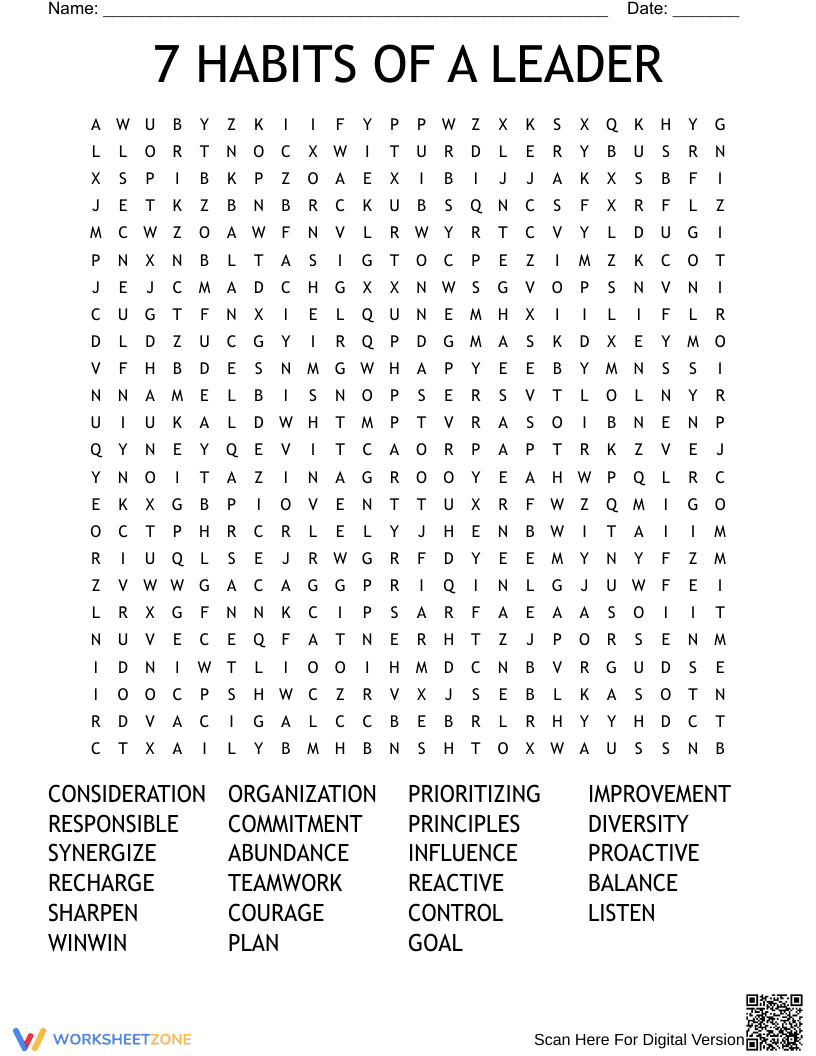 7 Habits for a Leader Worksheet - Page 1