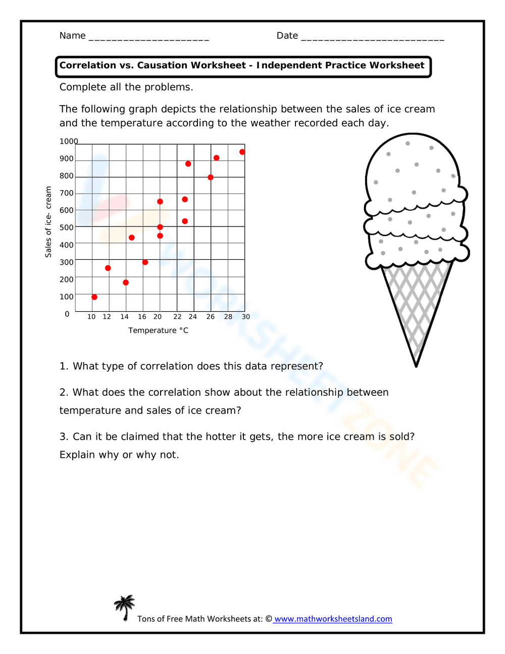 Correlation vs Causation Worksheet - Page 1