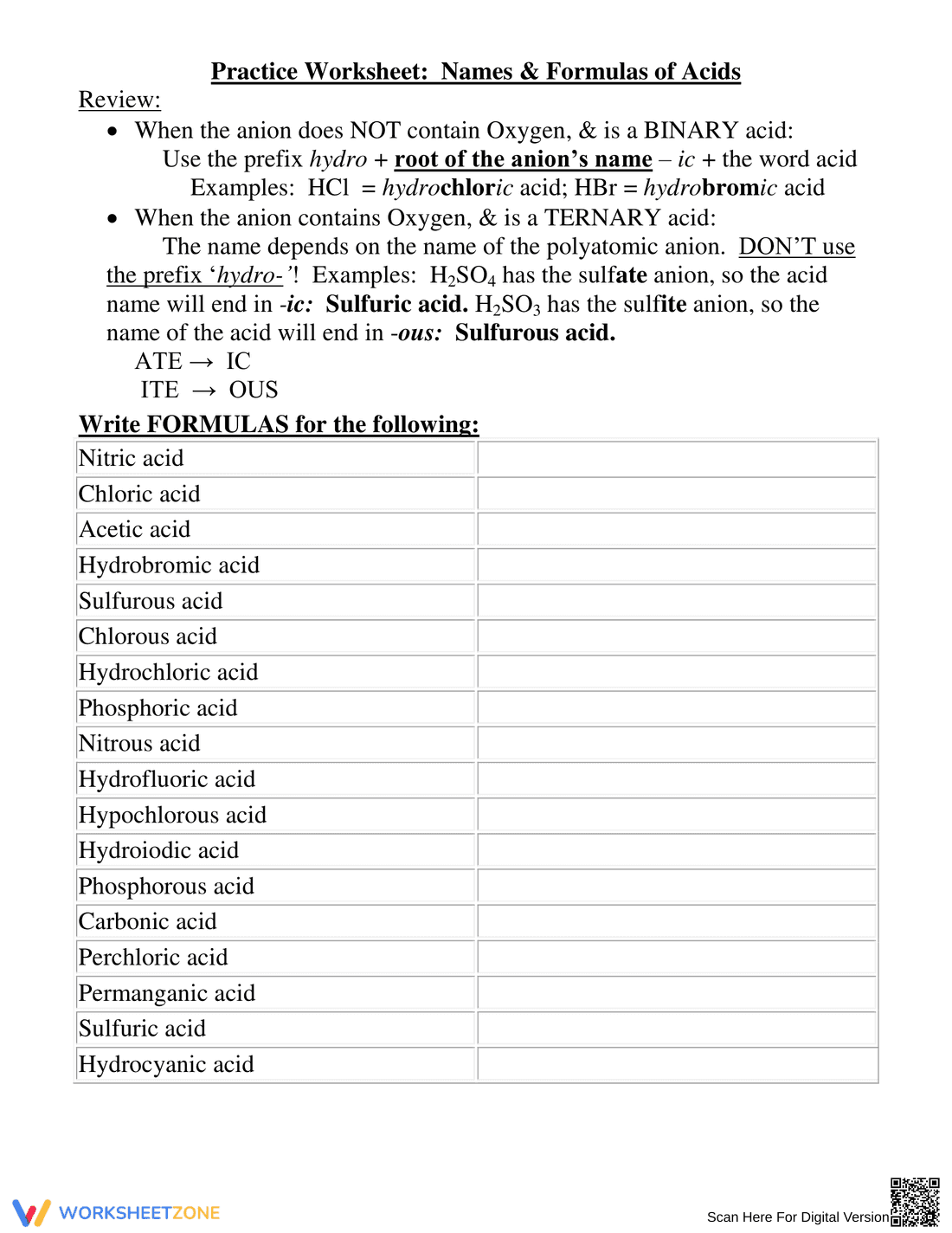 Practice: Names & Formulas of Acids - Page 1