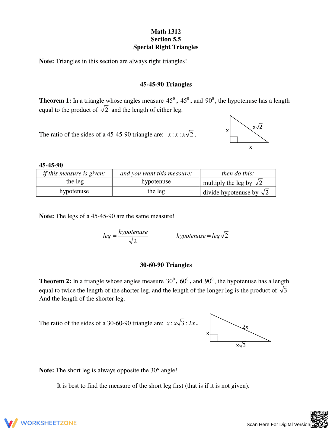 Master Special Right Triangles - Page 1