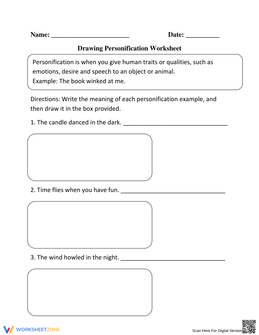 Drawing Personification Worksheet - Page 1