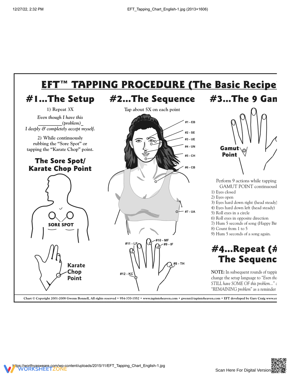 EFT Tapping Procedure Worksheet - Page 1
