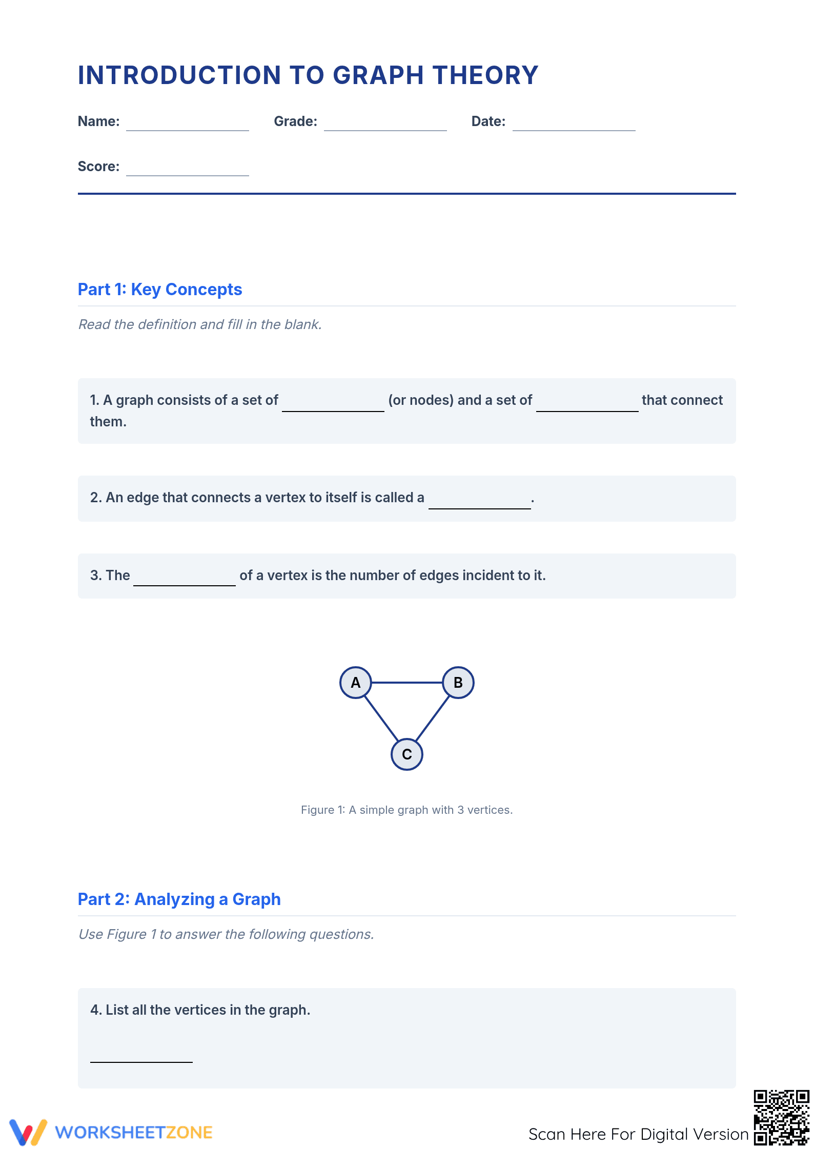 Printable Introduction to Graph Theory Worksheet | Grade 9 - Page 1