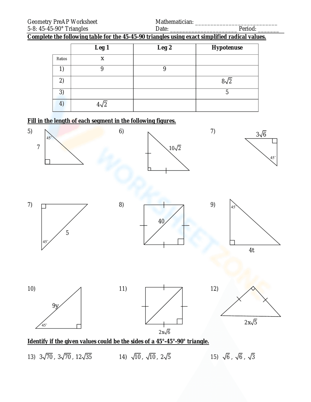 Explore 45-45-90 Triangle Properties - Page 1