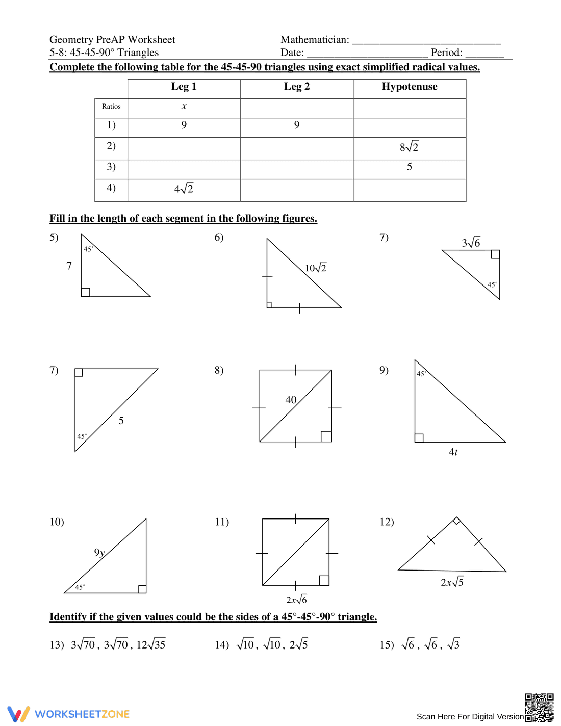 Explore 45-45-90 Triangle Properties - Page 1