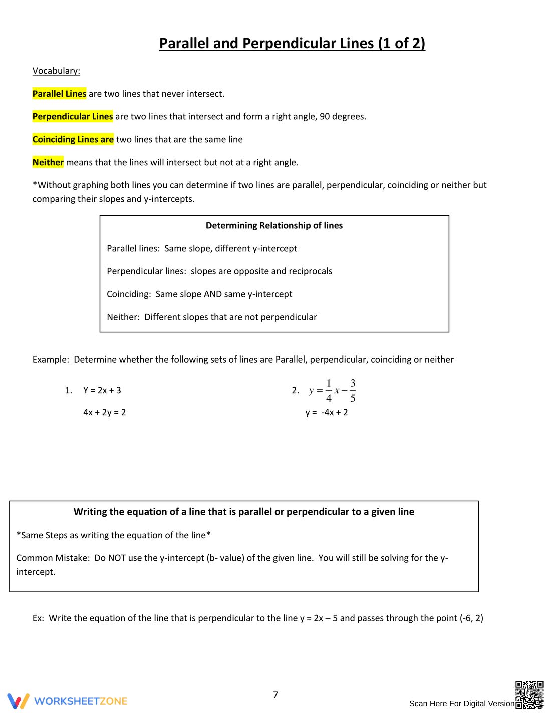 Parallel and Perpendicular Lines - Page 1