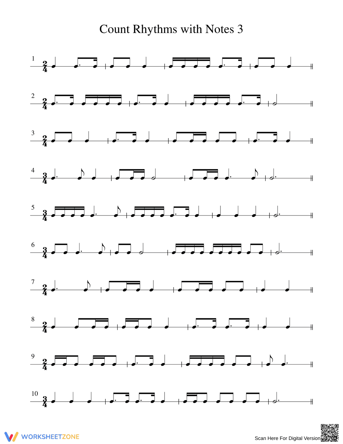Updated: Counting Rhythms with Notes - Page 1