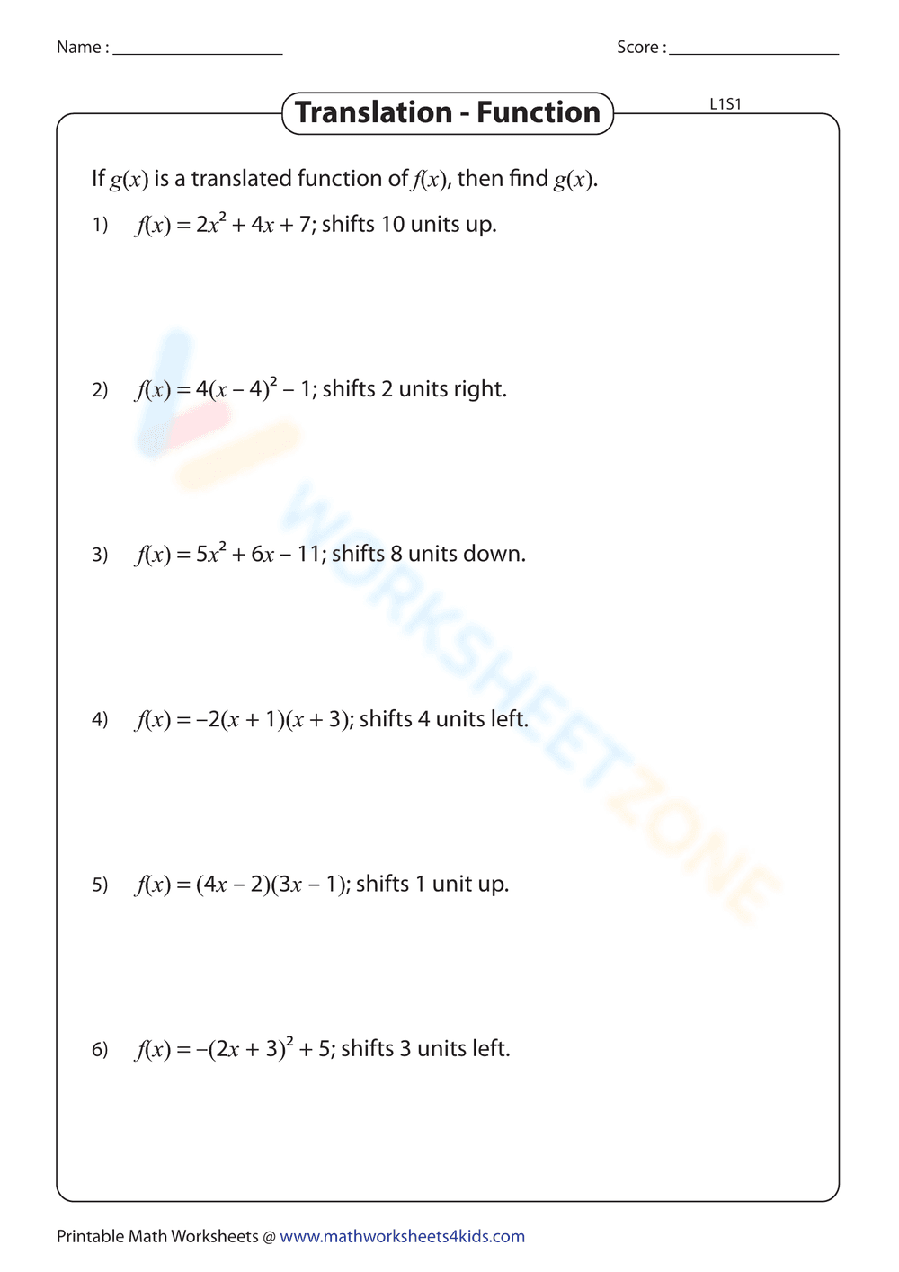 Practice with Quadratic Equations Worksheet - Page 1