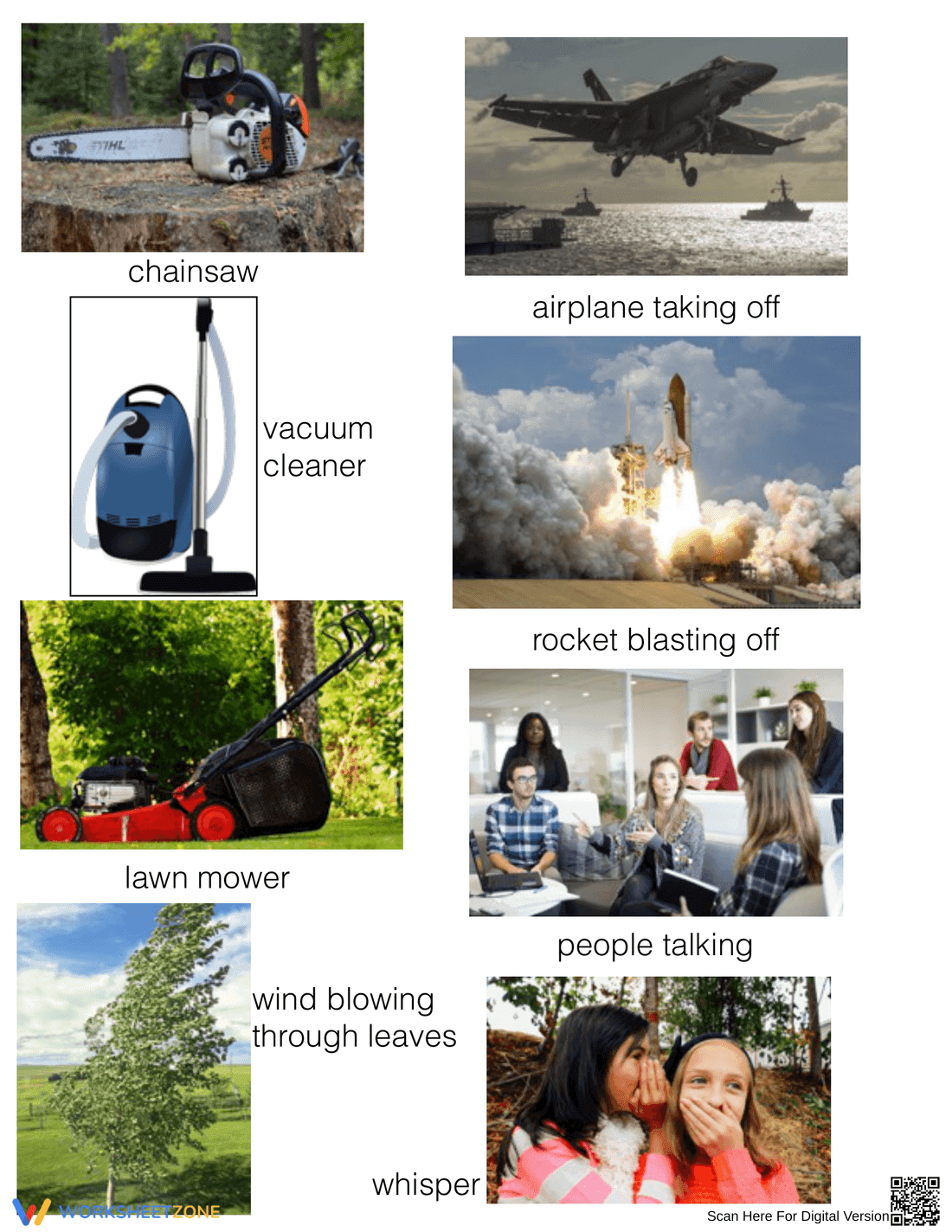 Objects That Make Sound Worksheet - Page 1