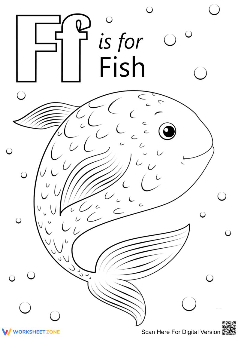 Letter F is for Fish Worksheet - Page 1