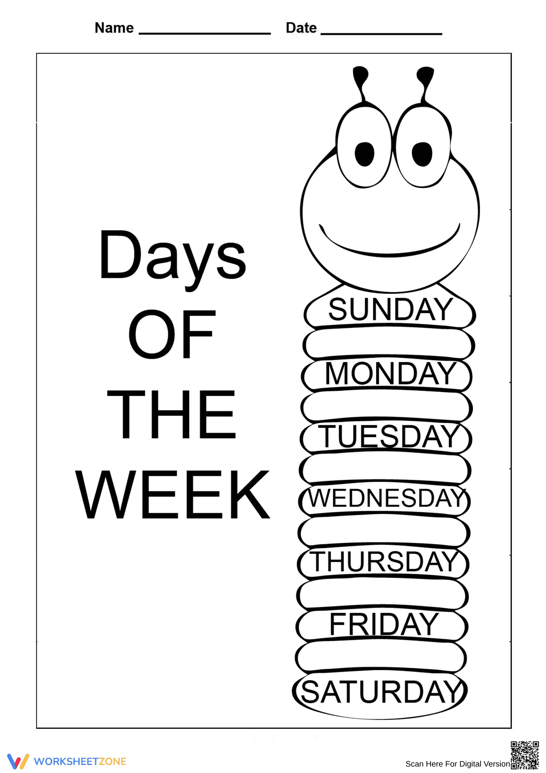 Worksheet on Weekdays - Page 1
