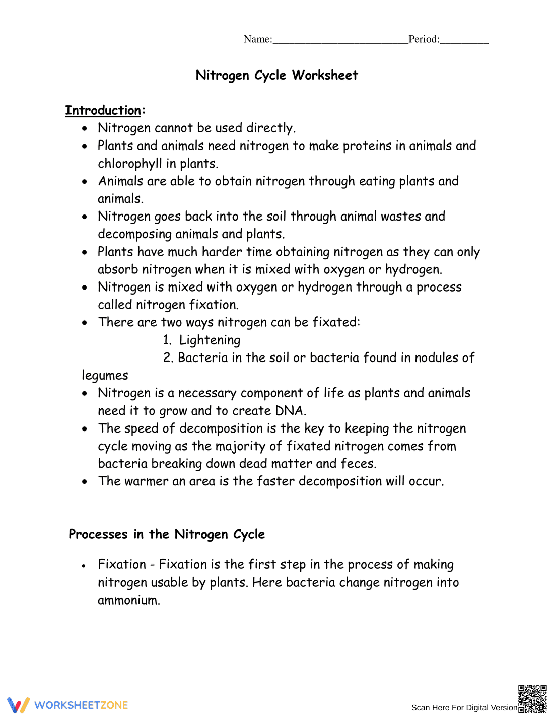 Updated Nitrogen Cycle Worksheet - Page 1