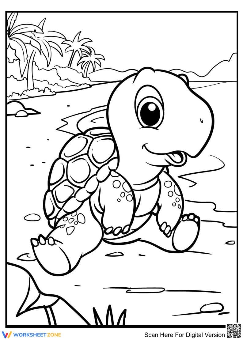 Sitting Turtle Coloring Page | Essential Grade K-5 Art - Page 1