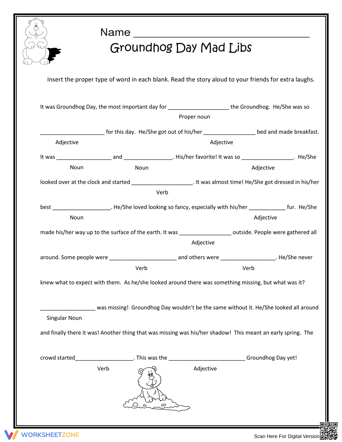 Groundhog Day Mad Libs - Page 1