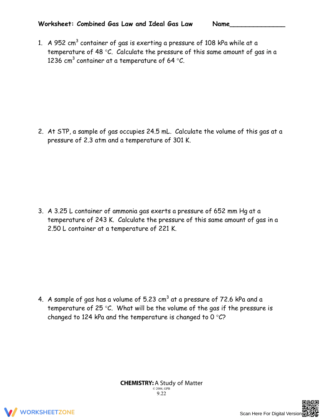 Combined and Ideal Gas Law - Page 1