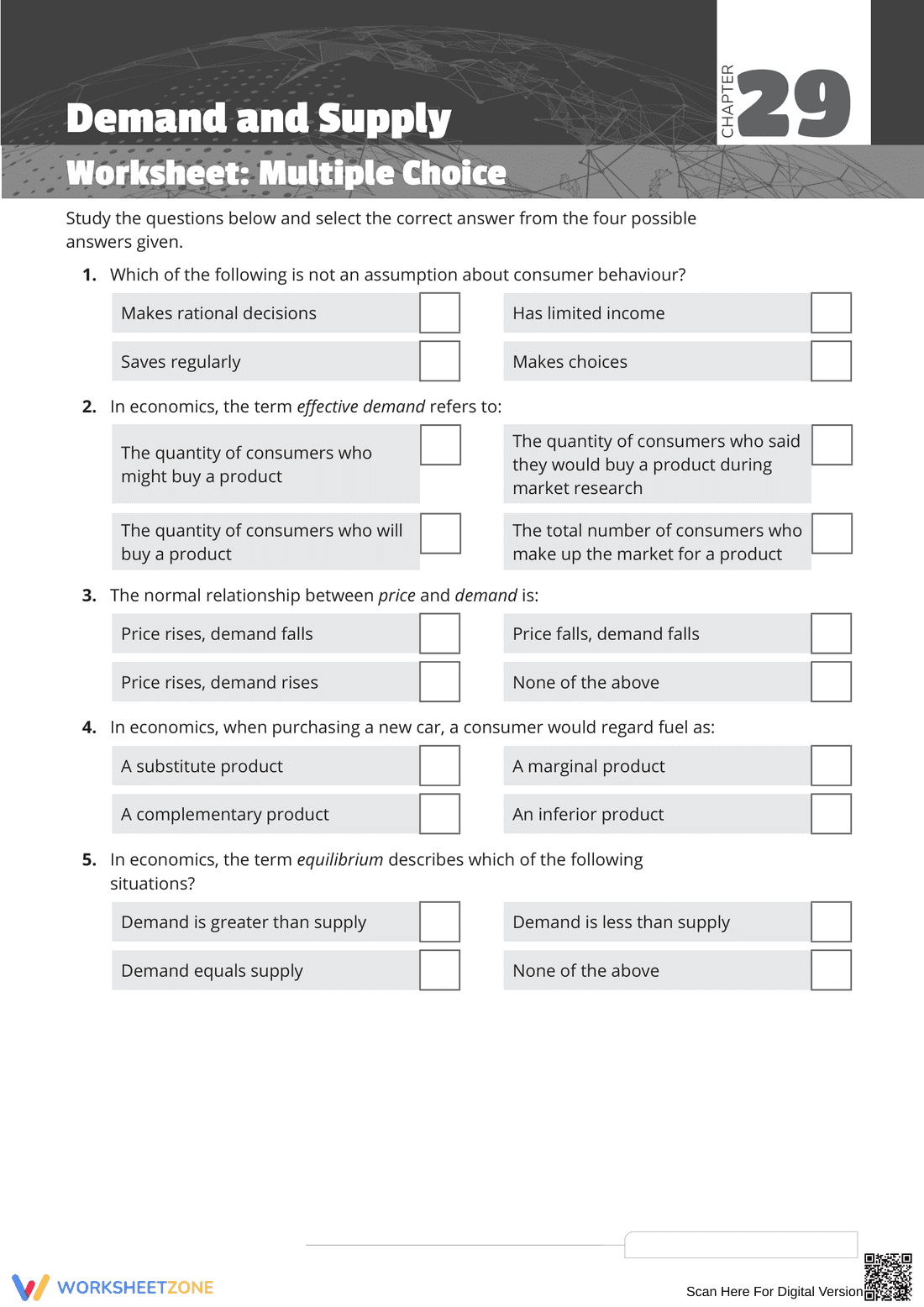 Analyzing Demand and Supply Worksheet - Page 1