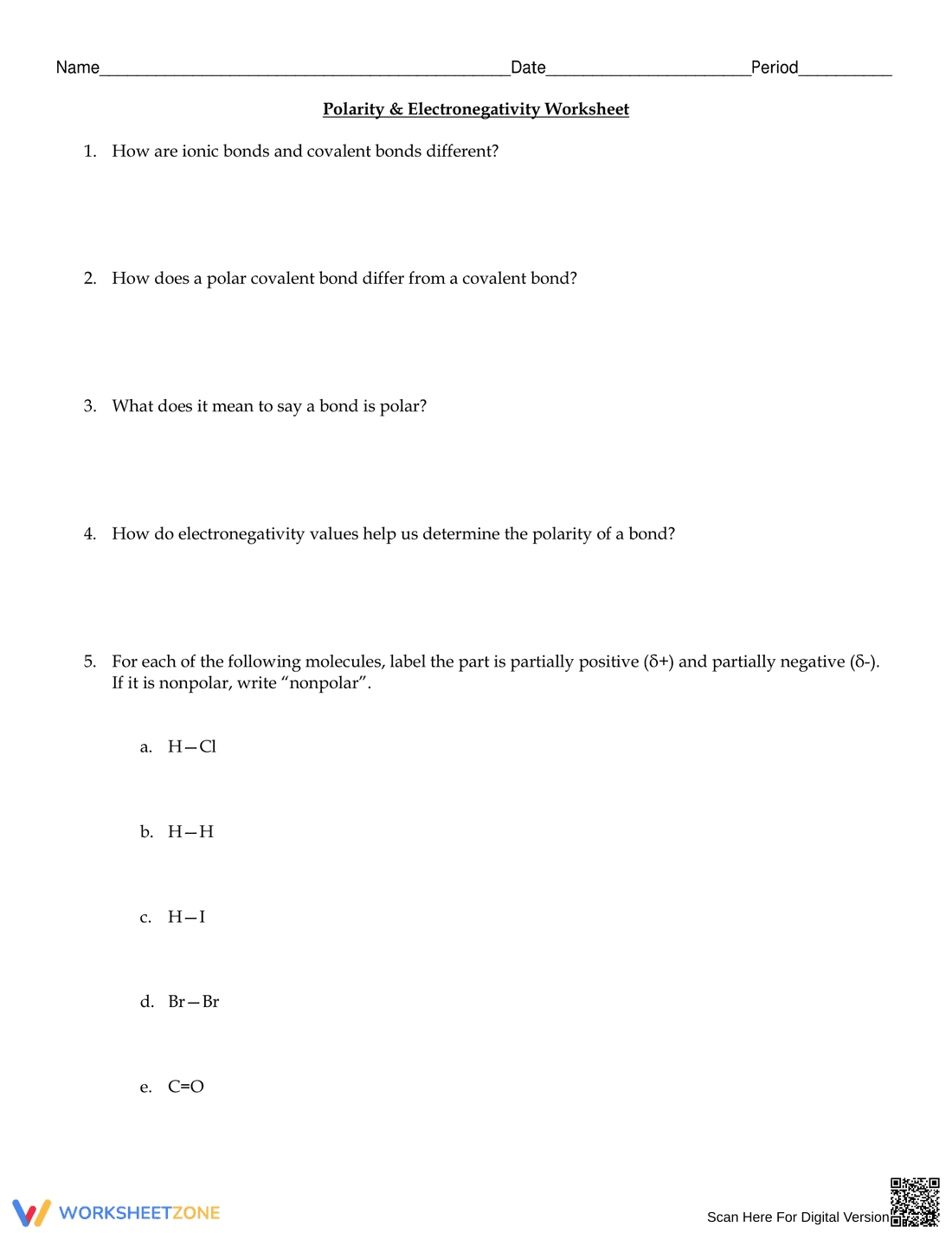 Polarity and Electronegativity in Chemical Bonds - Page 1