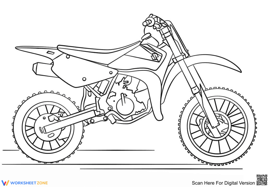 Suzuki Dirt Bike Coloring Page | Essential Vehicle Art - Page 1