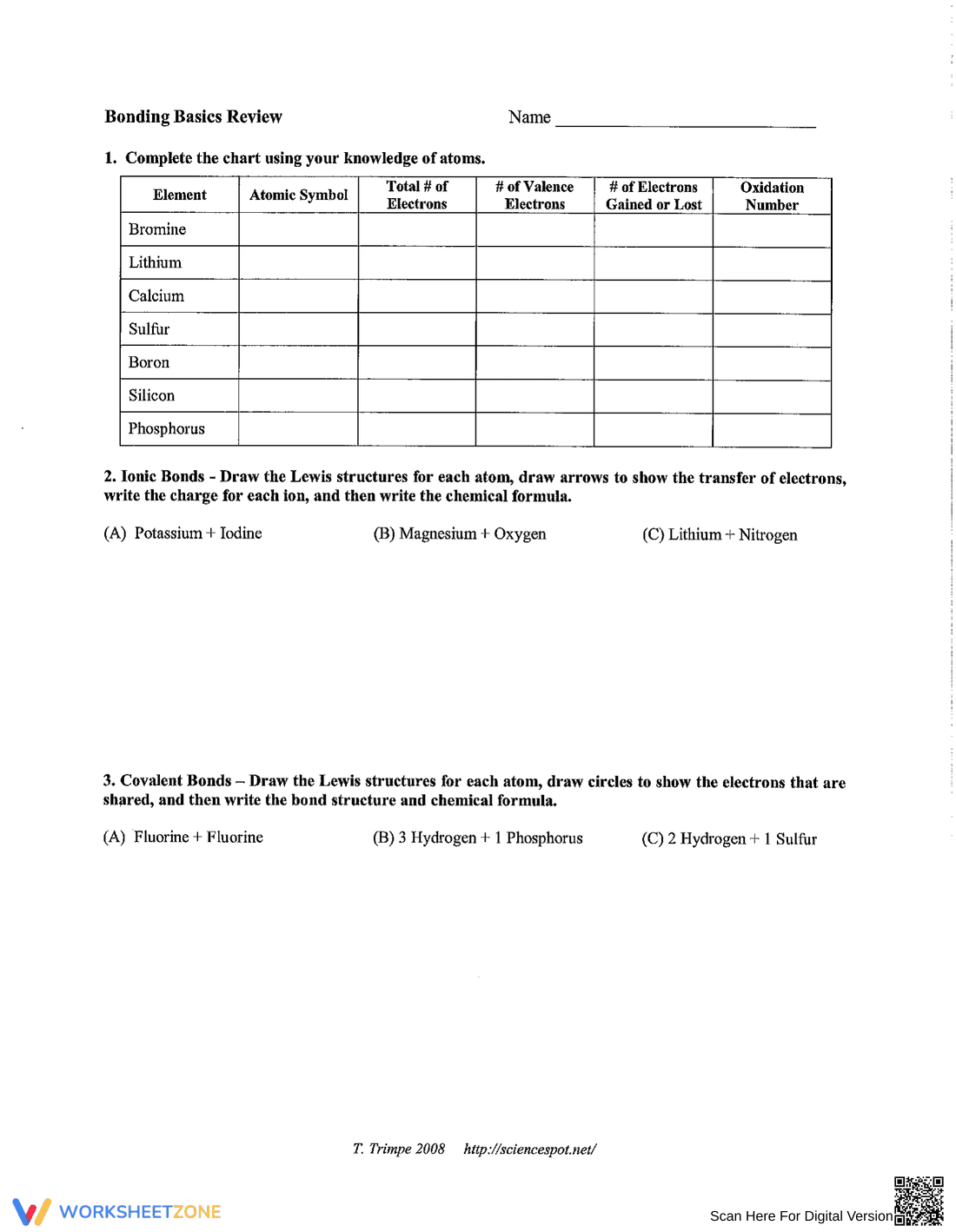 Chemical Bonding Practice Problems - Page 1