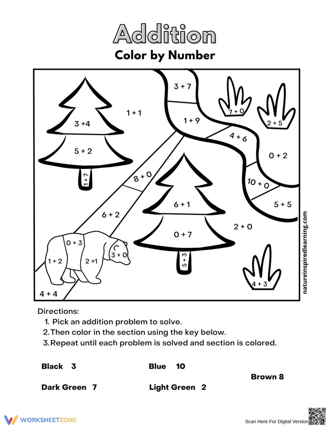 Forest Scene Coloring and Activity Worksheet - Page 1