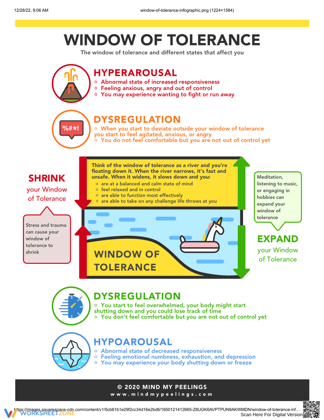The Window of Tolerance Worksheet - Page 1
