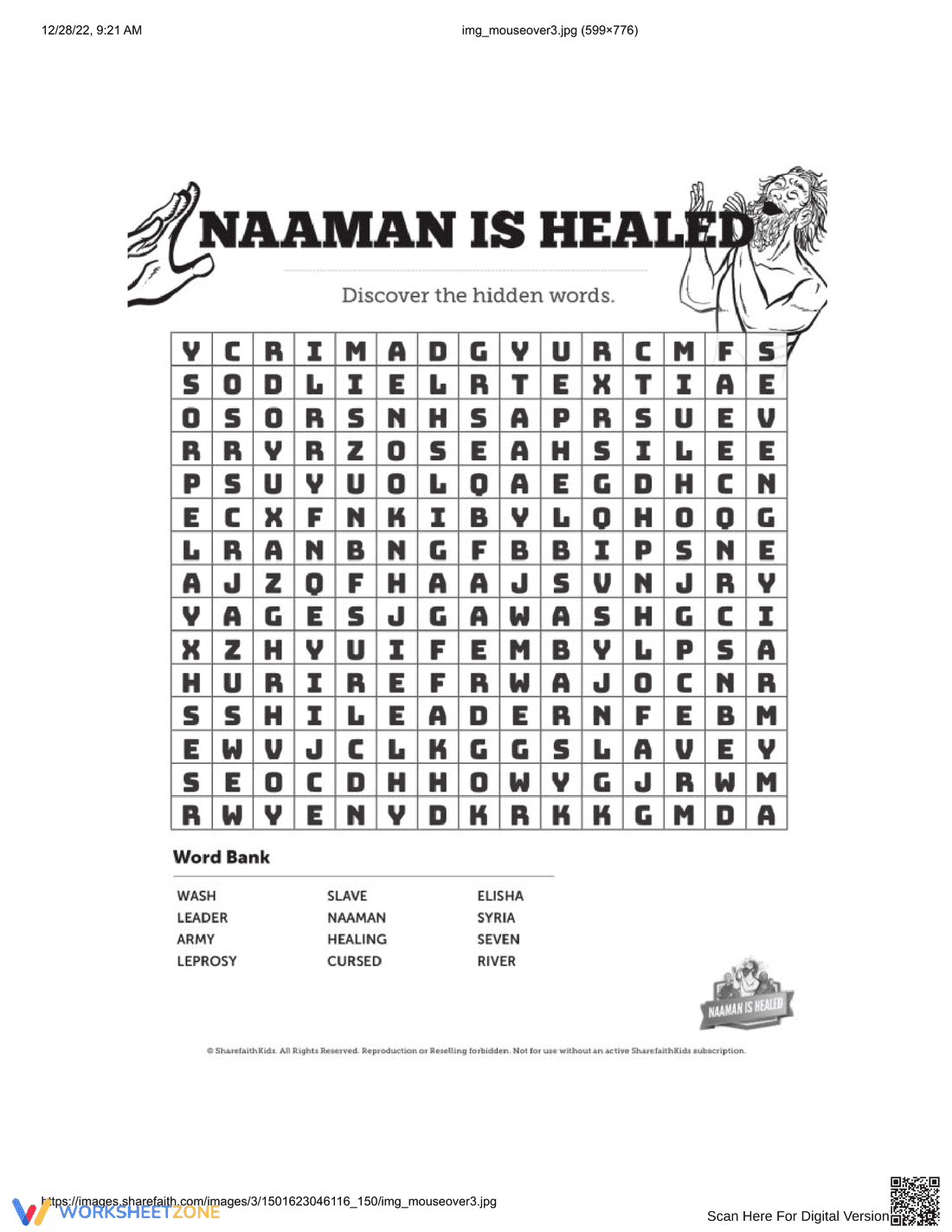Naaman Story Worksheet - Page 1