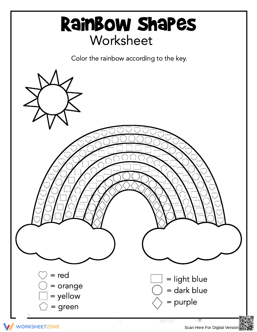 Rainbow Shapes Worksheet - Page 1