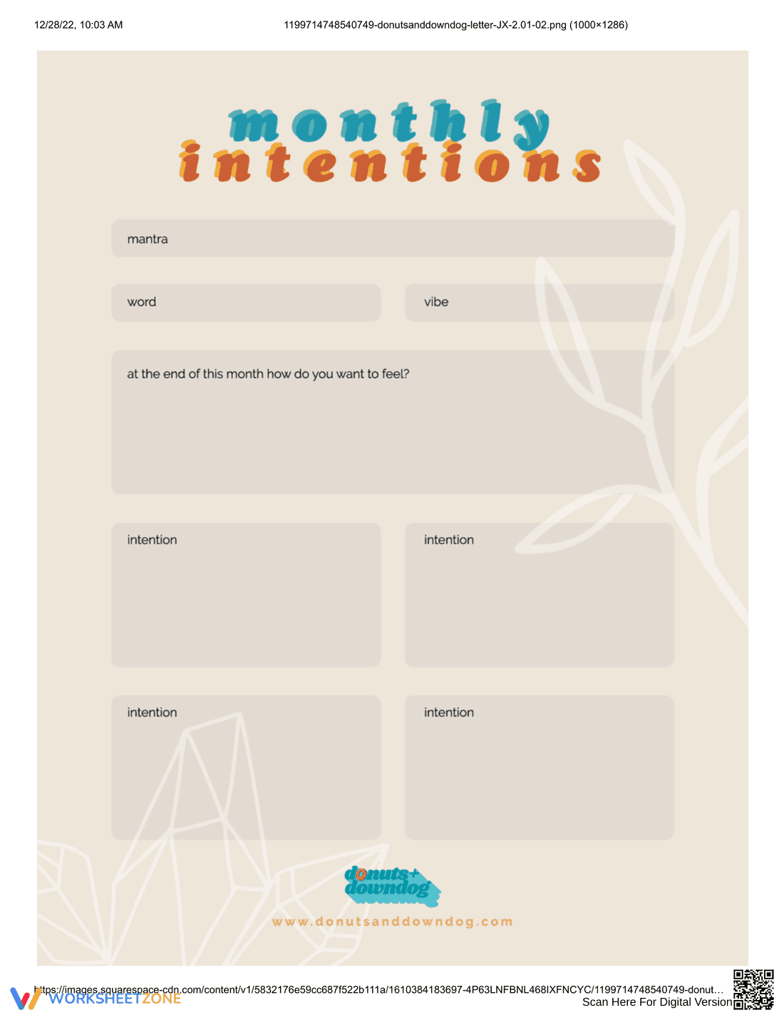 Monthly Intention Setting Focus - Page 1