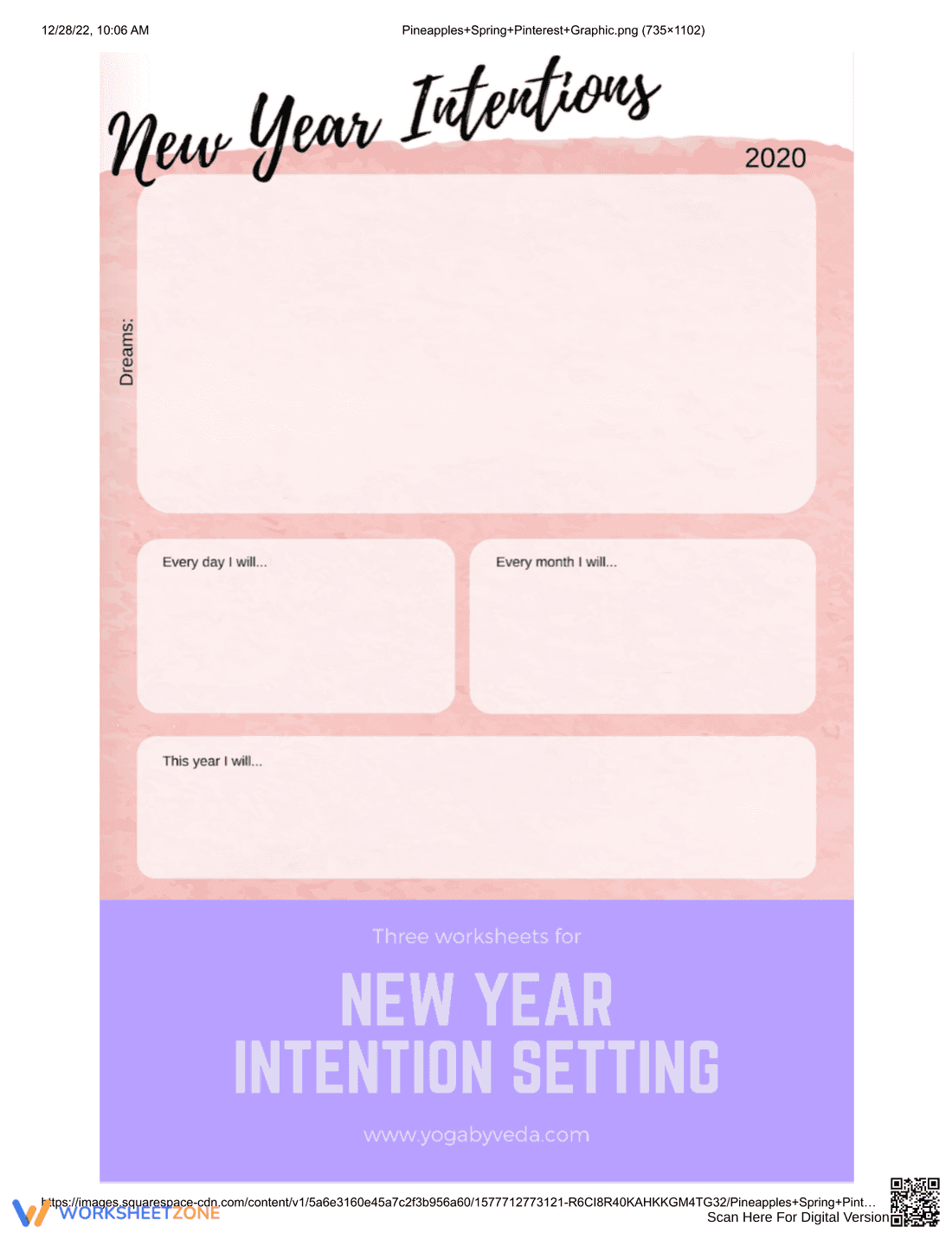 New Year Intention Worksheet - Page 1