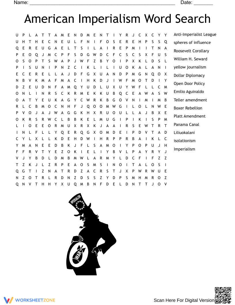 American Imperialism Word Search - Page 1