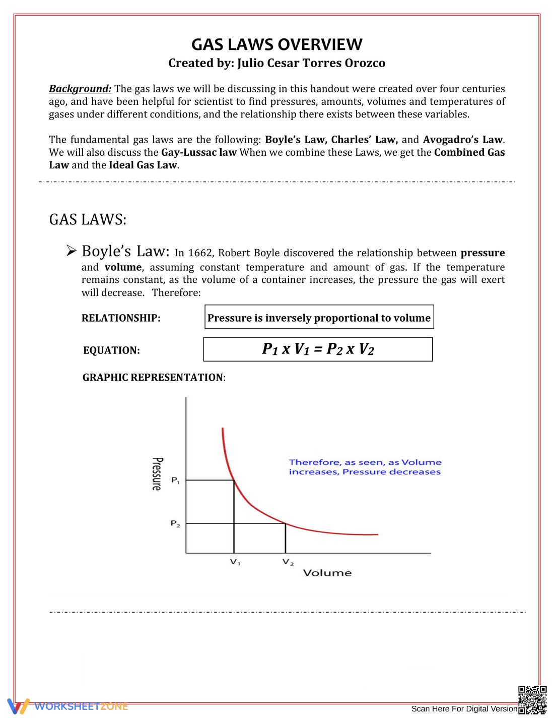 Comprehensive Gas Law Overview Worksheet - Page 1