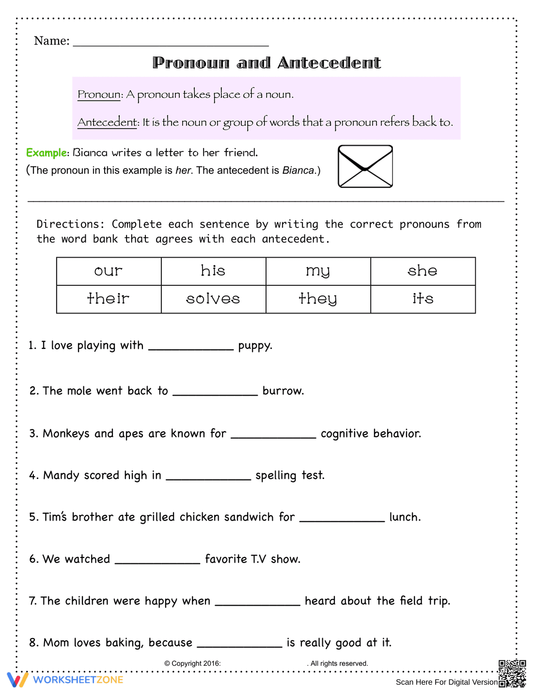 Master Pronouns and Antecedents - Page 1