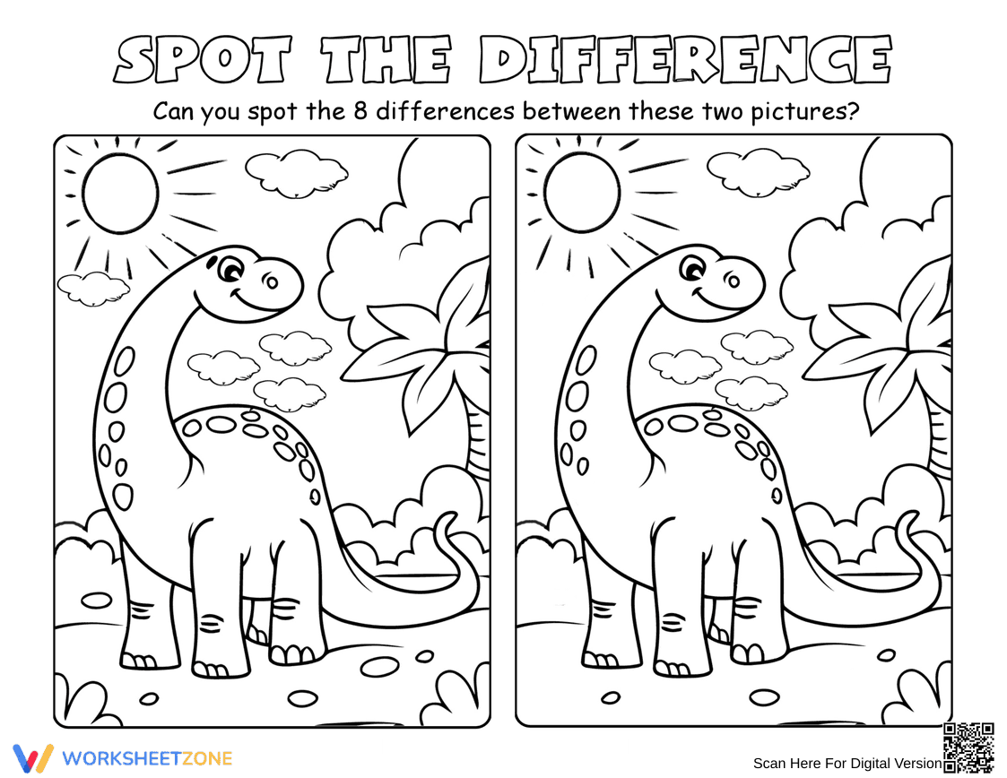 Dinosaur Spot the Difference Worksheet - Page 1
