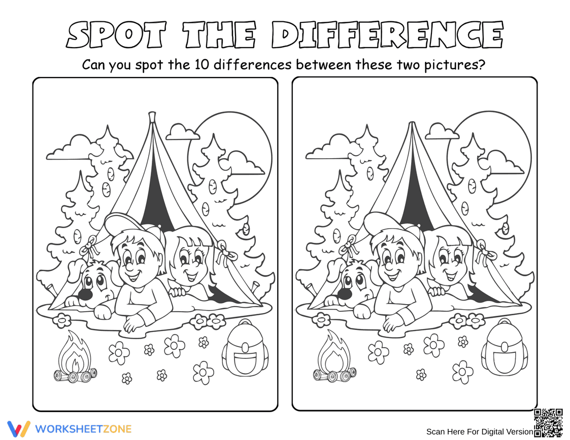 Spot the Difference – Camping Fun Activity - Page 1