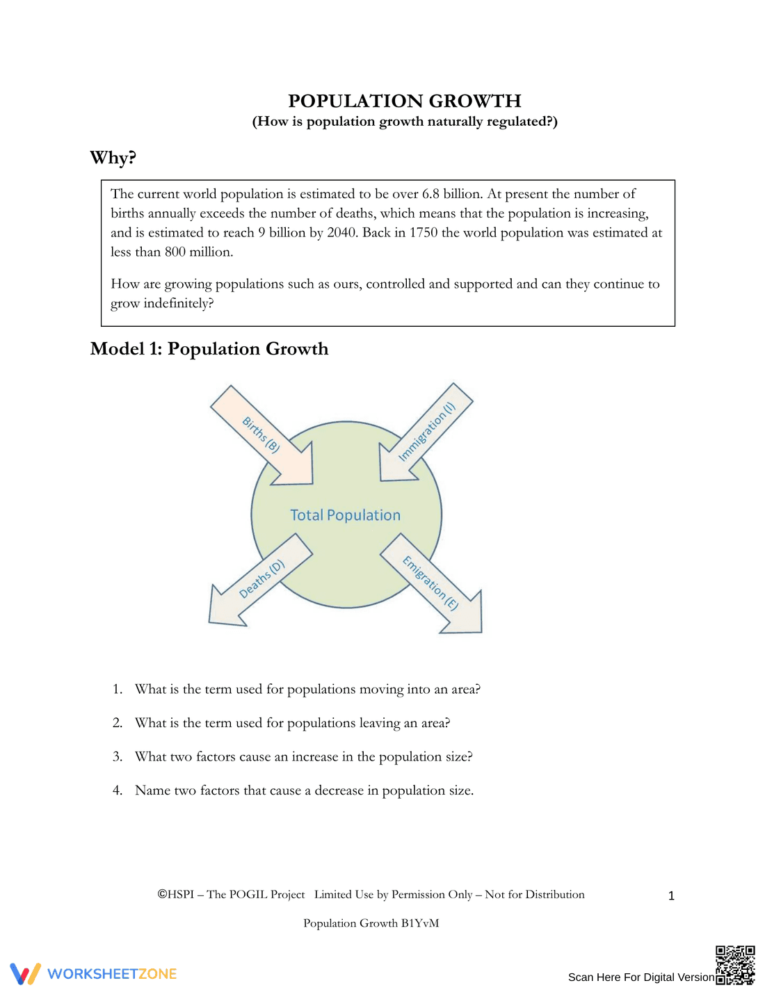 Natural Population Regulation Worksheet - Page 1