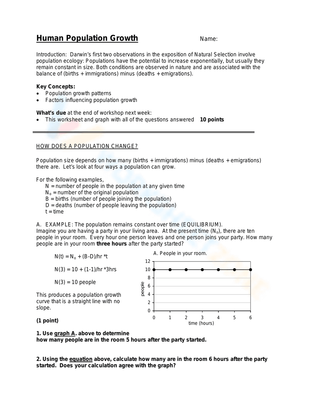 Human Population Growth Analysis Worksheet - Page 1