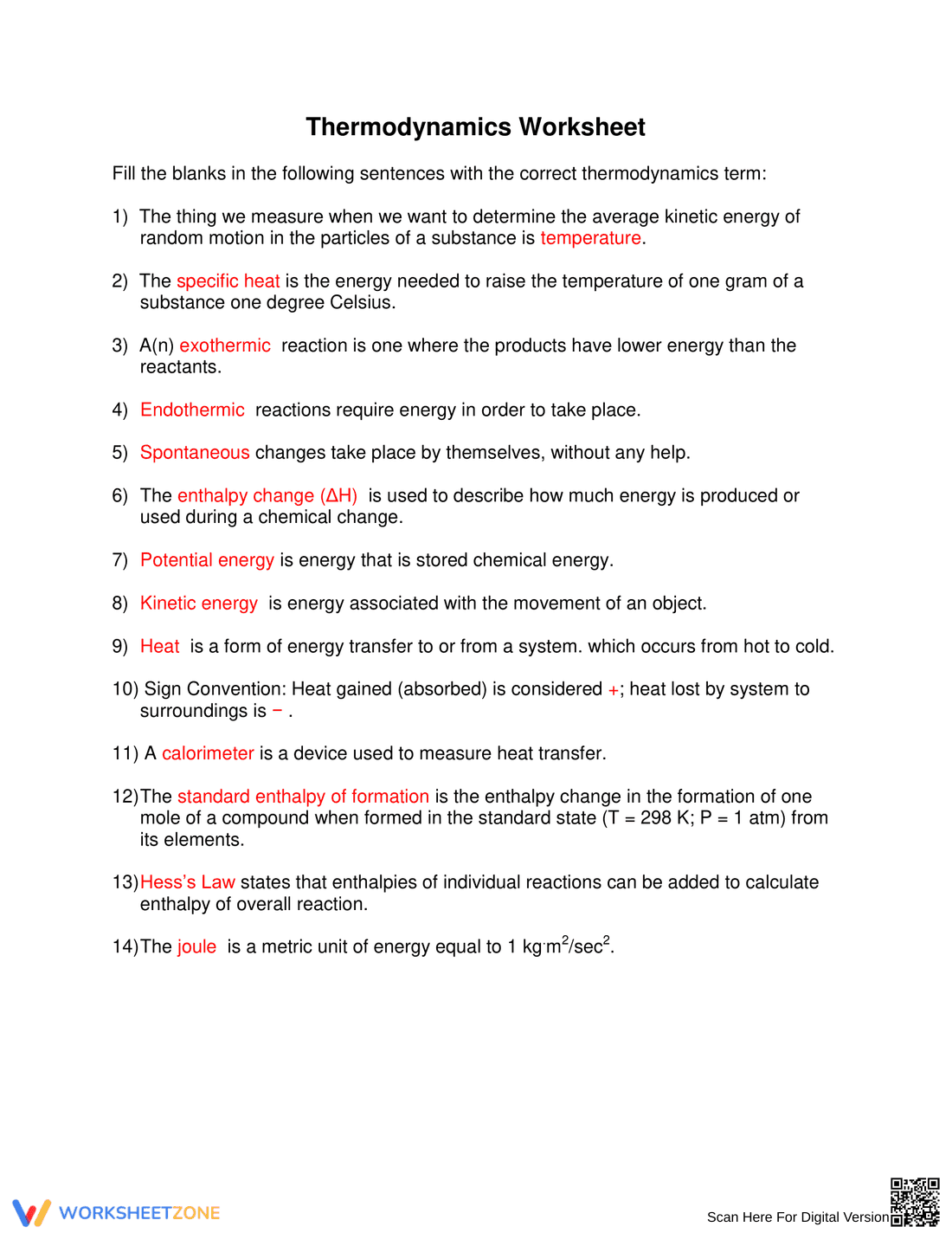 Updated Thermodynamics Worksheet 2 - Page 1