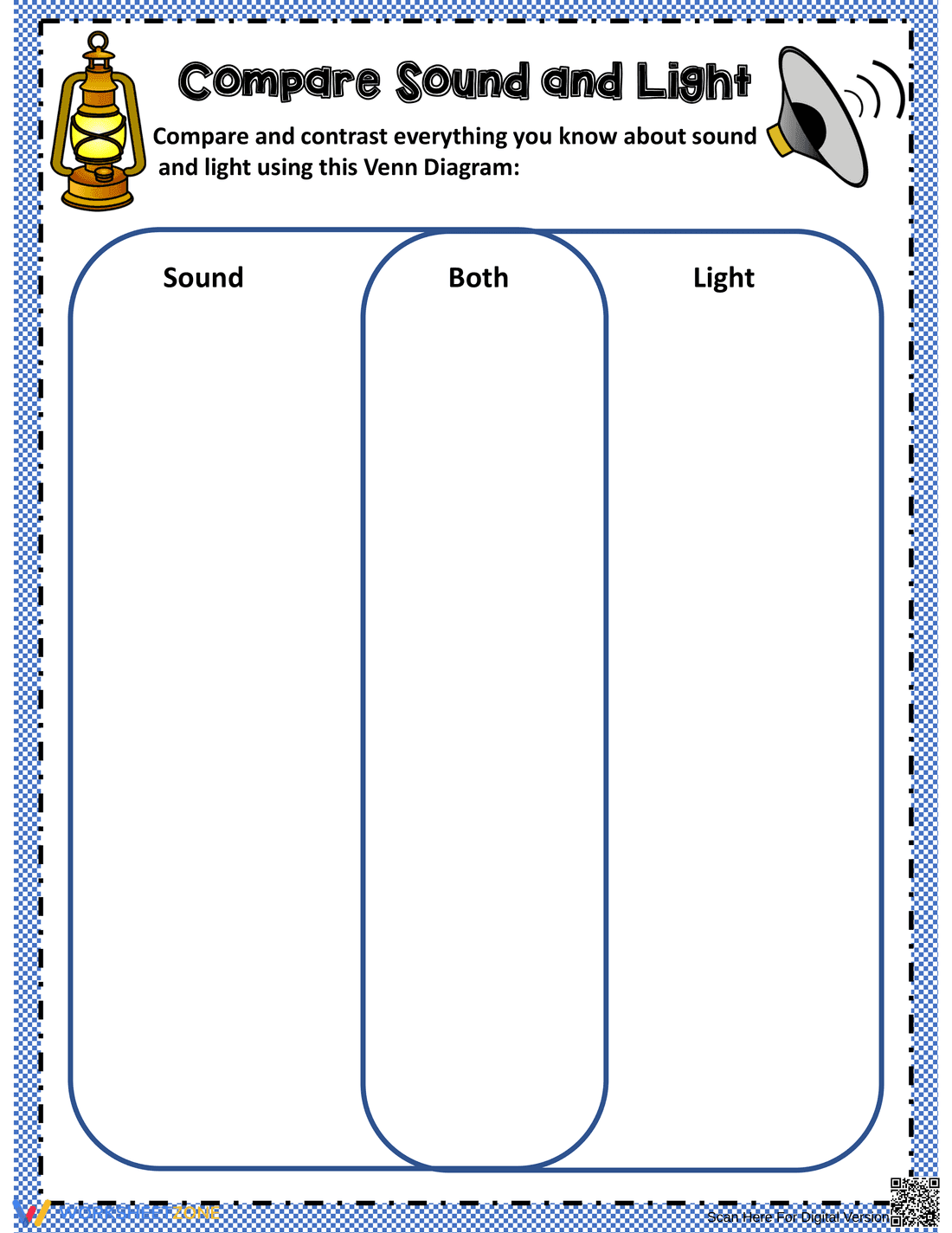 Compare Sound and Light Worksheet - Page 1