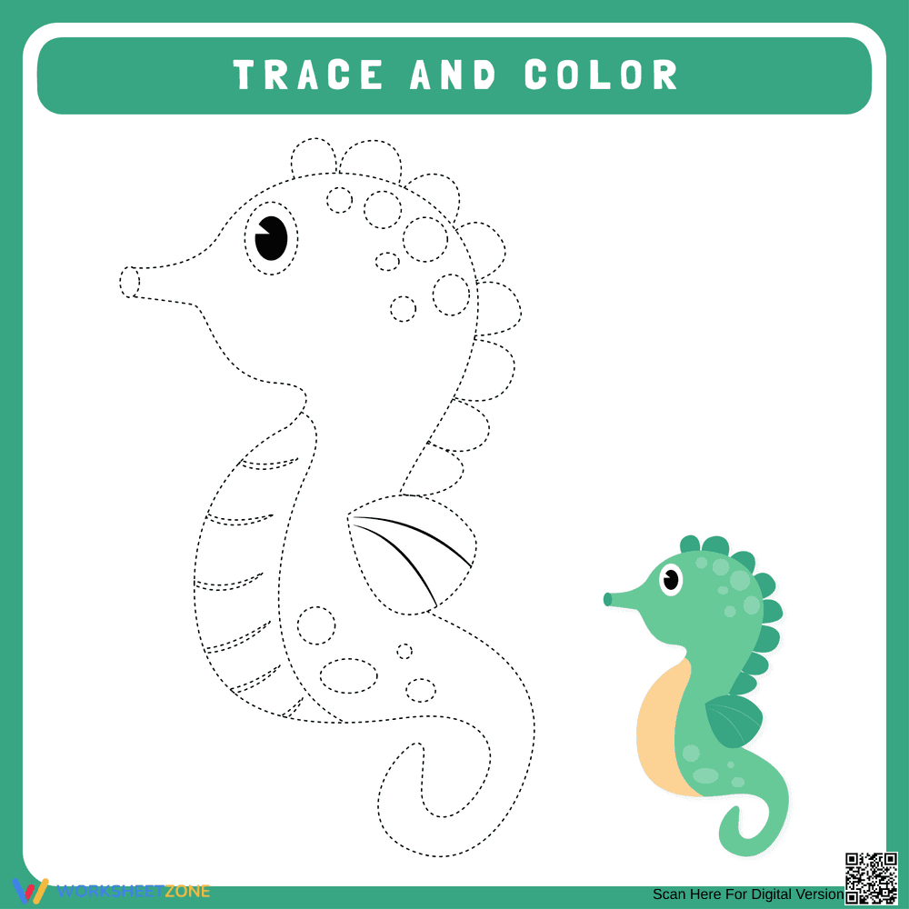Fun Trace and Color Worksheet - Page 1