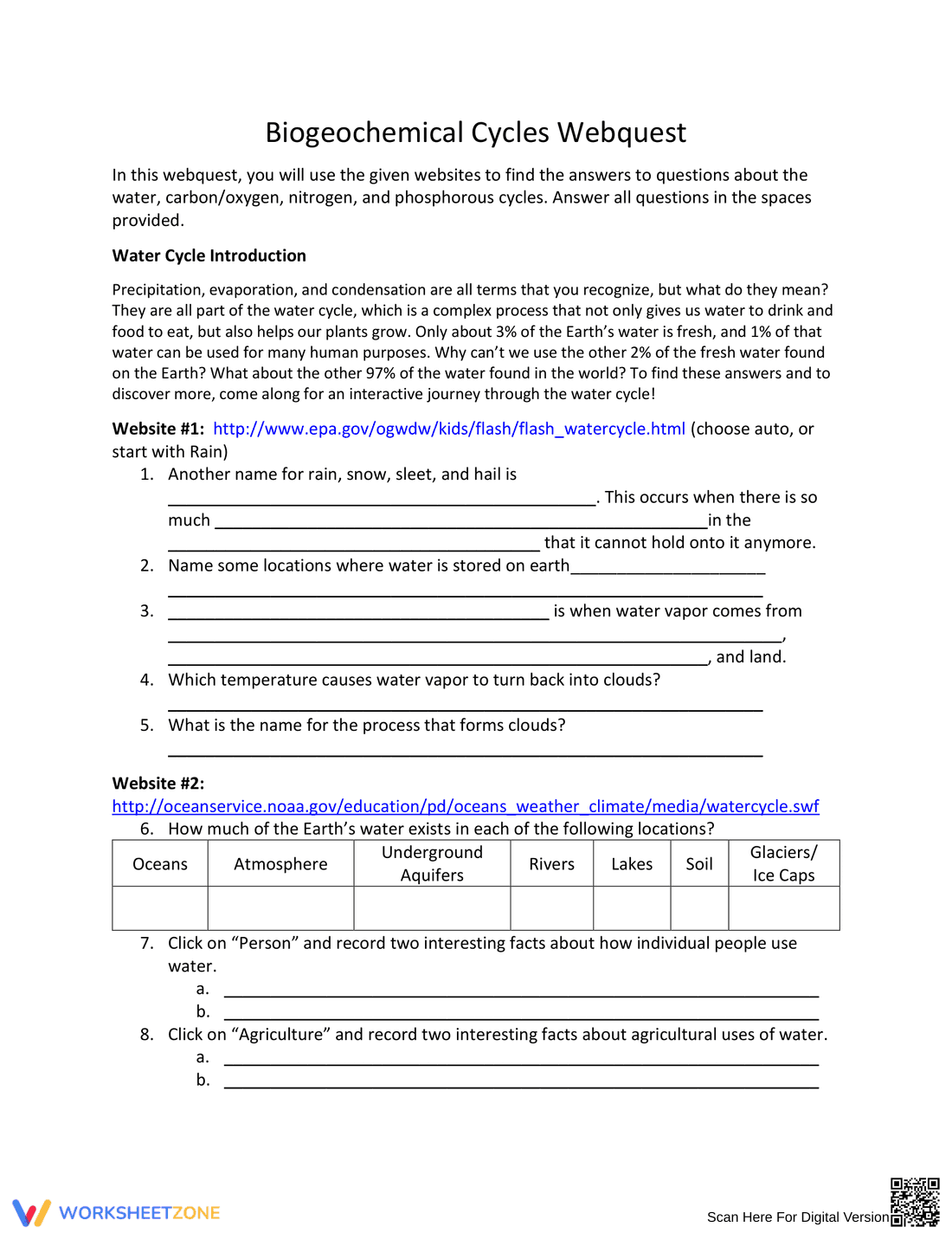 Biogeochemical Cycles Webquest - Page 1