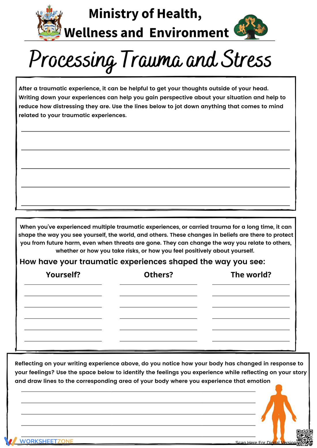 Processing Trauma and Stress Worksheet - Page 1