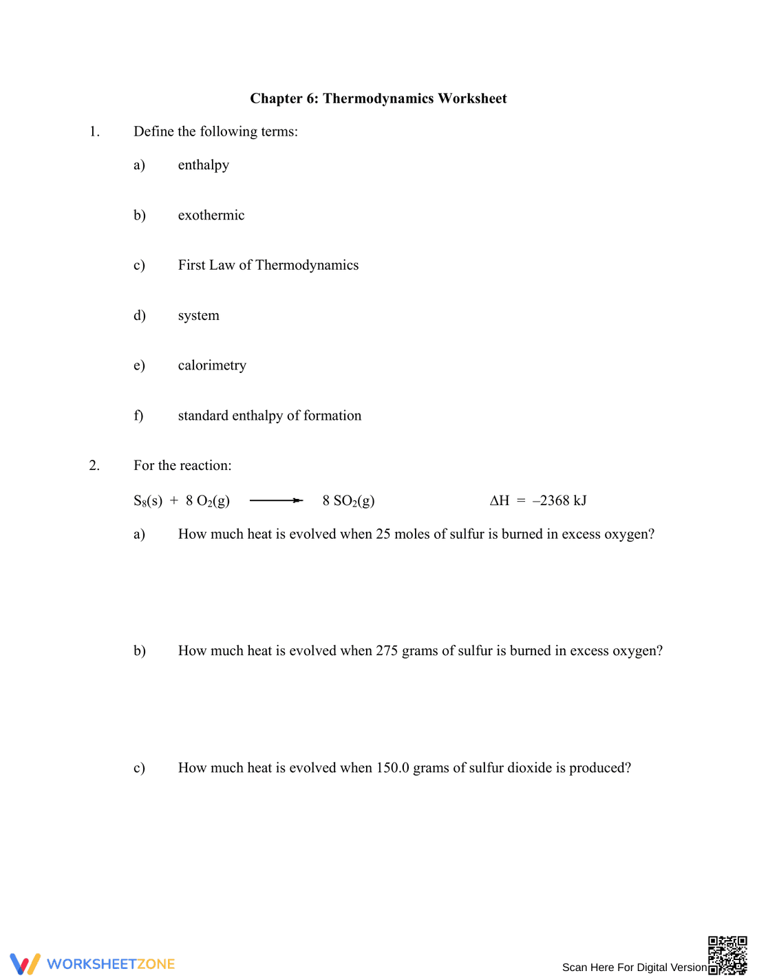 Thermodynamics Worksheet 1: Practice Energy - Page 1
